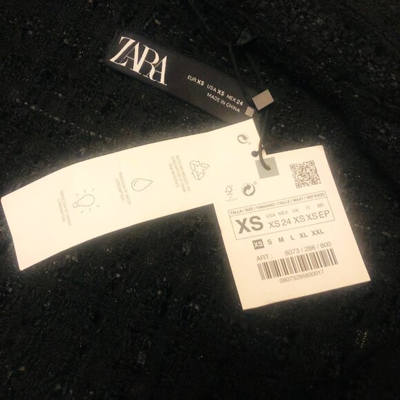 ZARA Black Boucle Tweed Overshirt Shacket Jacket Oversized Sz XS NEW w Tags - Picture 6 of 6